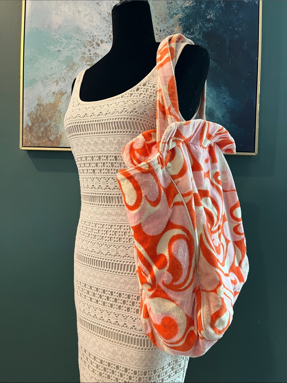 PINK Victoria's Secret Pink and Orange Swirl Terry Tote